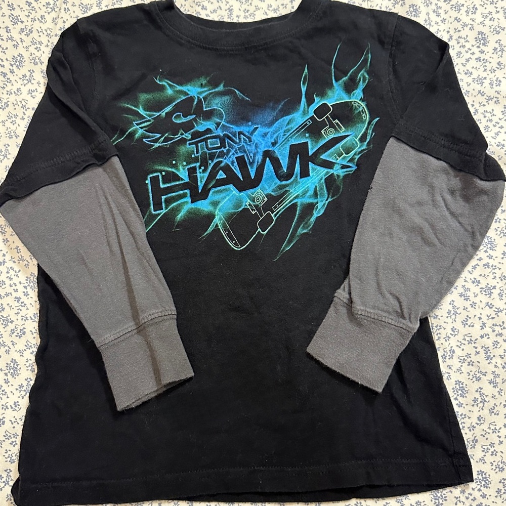 Y2K Tony Hawk Kids Black and Gray Long Sleeve Shirt